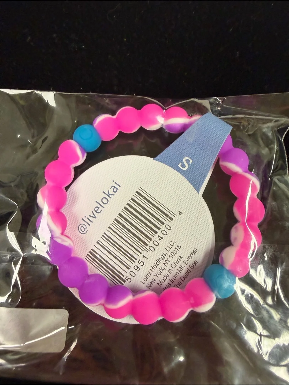Lokai Kids Stretch Bracelet in Purple with Blue Accent Beads